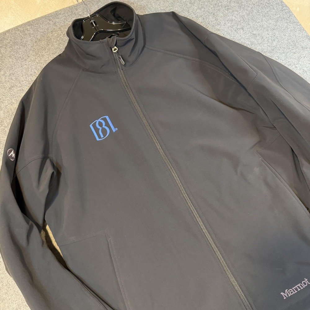Marmot Jacket Mens 2XL Black Softshell Full Zip Fleece Lined 81 Logo J98160